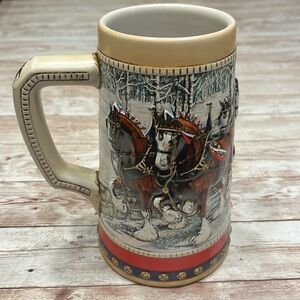 1988 Collector Series Hitch in festive holiday harness crossing a country bridge